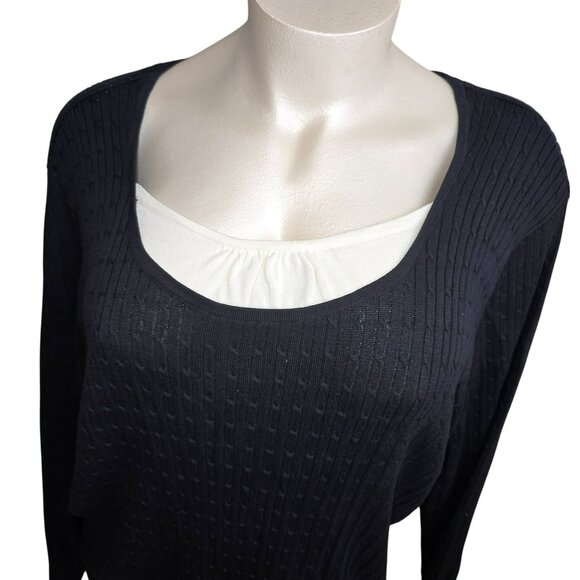 Liz & Me Womens Black Scoop Neck Long Sleeve Sweater Top NWT Size 3X JJ4082 - Picture 2 of 8